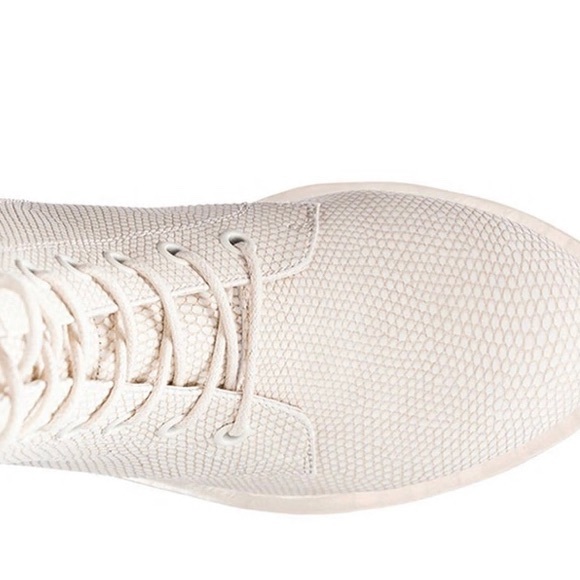 Snakeskin Leather Lace Up Combat Boots - Picture 4 of 8